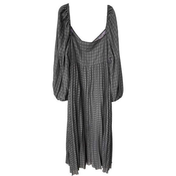 ASOS Design Curve Dress Plus Size 20 Embroidered Long Sleeve Pleated Elegant NEW - Picture 4 of 11